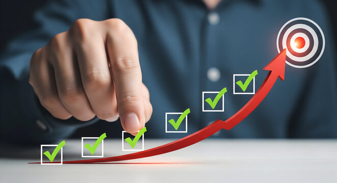 Achieve your goals with this visual representation of success and progress, driving toward targets