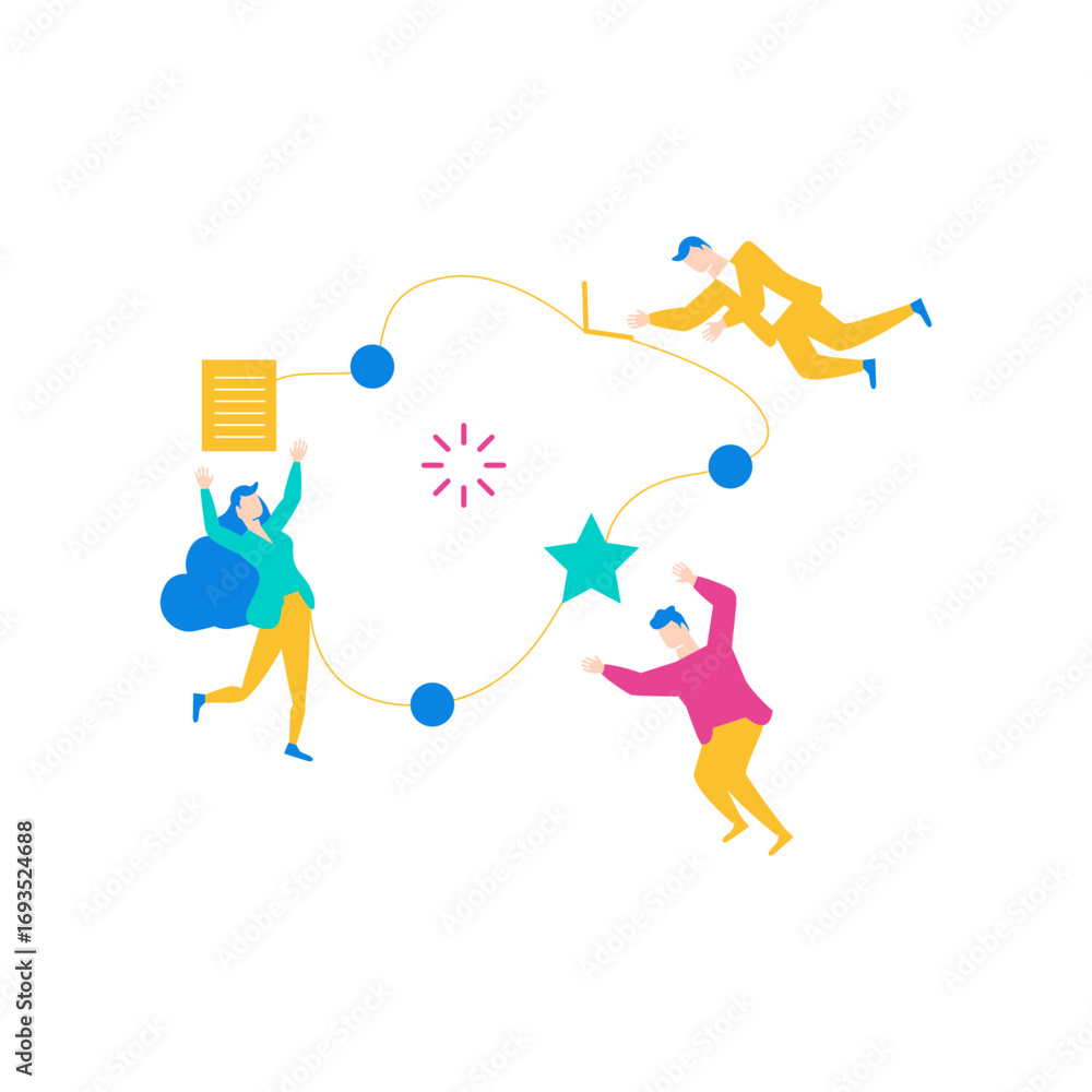Poster connection.teamwork and collaboration concept with diverse people and connection lines isolated on t