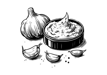 Garlic hand drawn sketch vector illustration