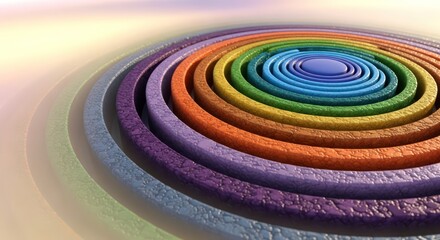 Colorful Concentric Circles with Textured Surface