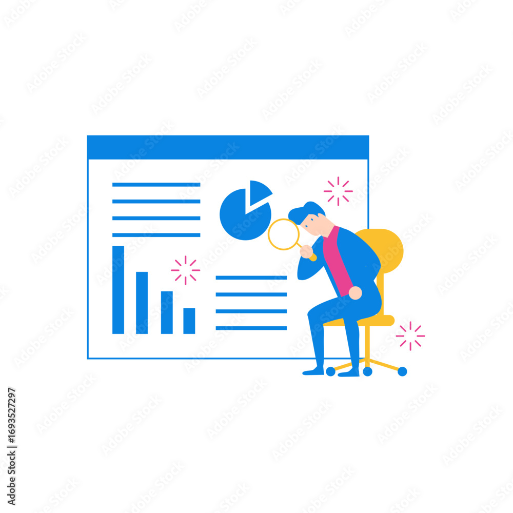 Poster business data analysis.business analyst examining financial charts and data on a screen isolated on 