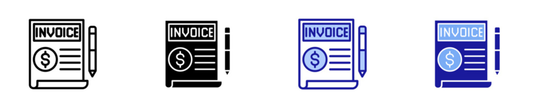 Invoice  Icon Set Multiple Style Collection