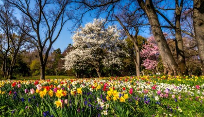 Obraz premium Spring flowers in a park