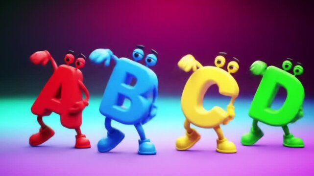 Alphabet characters dancing