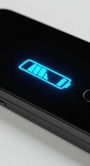 Naklejka premium A low battery indicator glows brightly on a black electronic device.