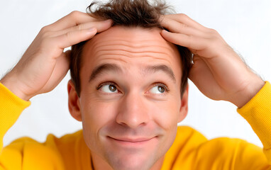 Confident man with thick, healthy hair without signs of hair loss