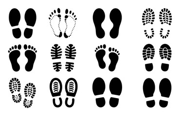 Collection of Footprint and Shoe Print Silhouettes
