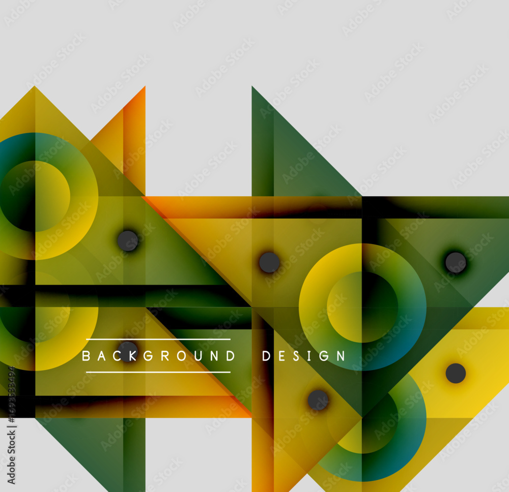 Aufkleber abstract geometric shapes overlap, creating vibrant color gradients. design features triangles, circ