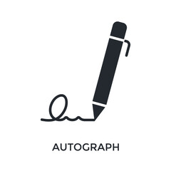 Autograph Icon Glyph Style. Vector Illustration For Graphic Design