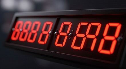 A close-up view of a digital timer with bright red numerals displayed on a dark background.