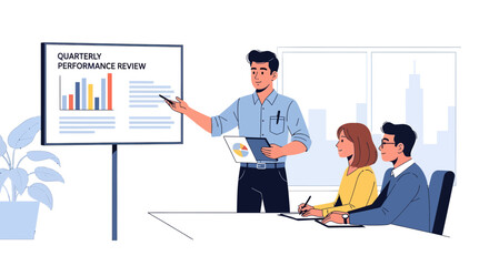 Fototapeta premium Quarterly Performance Review A Team Presentation