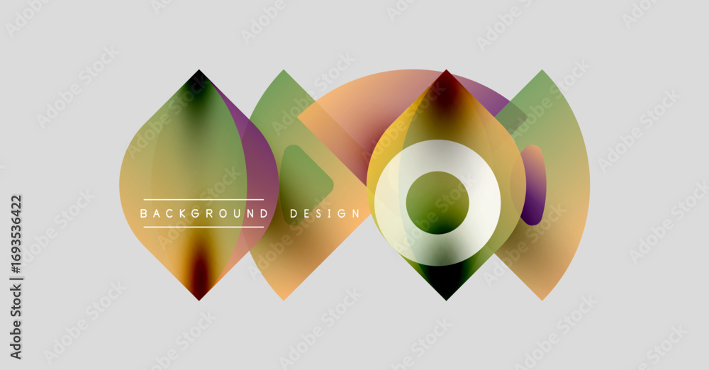 Aufkleber abstract colorful shapes overlap, creating dynamic visual effect. gradient hues blend, forming moder