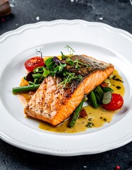 Grilled salmon with vegetables