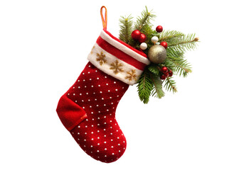 Christmas stocking isolated on transparent background