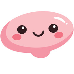 Soft pink oval shape with a smiling face, minimalist kawaii character for icons, stickers, or abstract designs.

