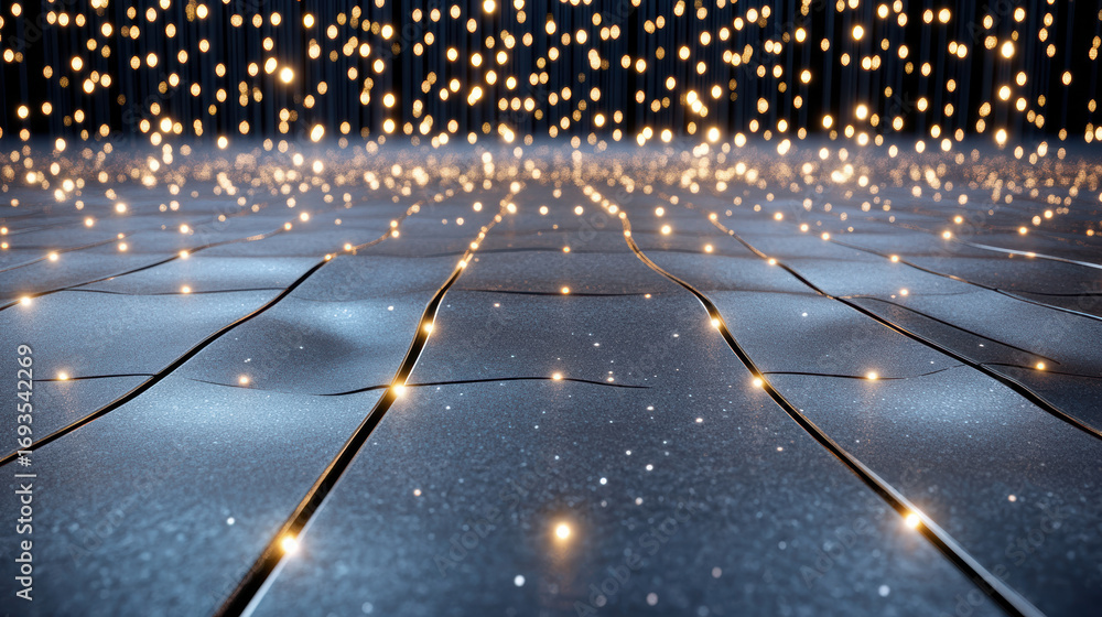 Poster shimmering lights illuminate textured surface, creating mesmerizing visual effect