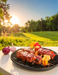 Grilled skewers outdoors
