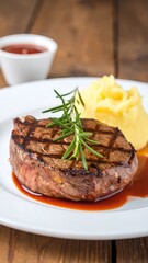 Grilled steak with mashed potatoes (1)