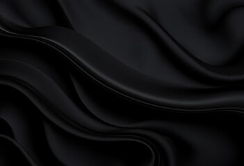 Fototapeta premium Abstract black wavy background, flowing textured waves, dark, black background