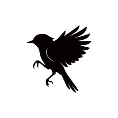 Obraz premium Elegant Silhouette of a Bird in Flight Against a Clean White Background Graphic Design Element and Birdwatching Concept Illustration