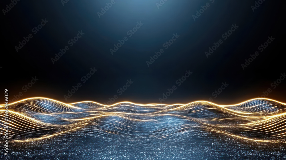 Poster glowing radar waves create mesmerizing visual effect in dark environment