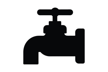 Water faucet silhouette vector, water tap silhouette, water faucet icon vector illustration