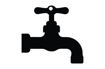 Water faucet silhouette vector, water tap silhouette, water faucet icon vector illustration