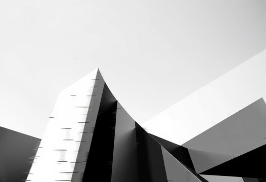 Abstract monochrome geometric shapes shifting, digital glitch effect, brutalist architecture inspired, glitch, vector art