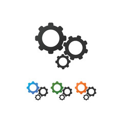 Settings Icon Set &ndash; Blue, Orange, Green, and Black Gear Symbols for Apps and Web