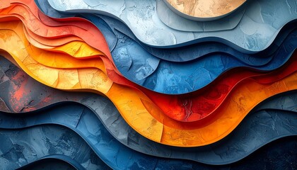 Obraz premium Abstract blue ocean wave vector illustration, a seamless colorful wavy lines pattern on a decorative background