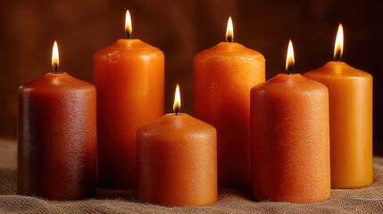 church candles lit on plain background
