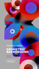 Abstract geometric composition. Vibrant colors blend, creating dynamic visual experience. Shapes overlap, forming modern design.