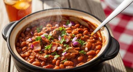 Hearty Baked Beans with Savory Bacon and Fresh Herbs