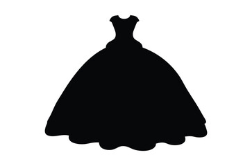 Wedding dress silhouette vector, Women black dress silhouette vector illustration