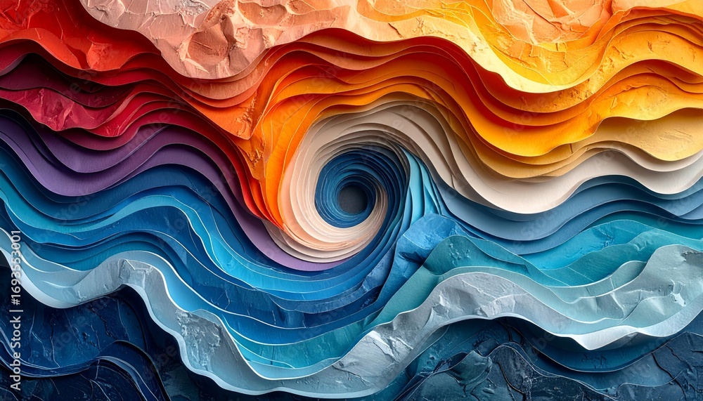 Poster abstract waves of flowing blue liquid create a colorful and wavy pattern with a light, swirled textu