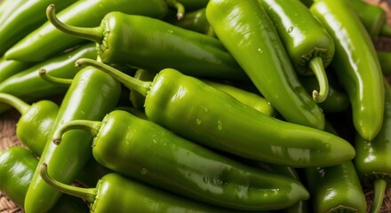 Vibrant Green Chili Peppers Fresh Harvest Healthy Vegetables