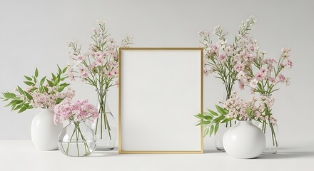 Floral Arrangement with Gold Frame.