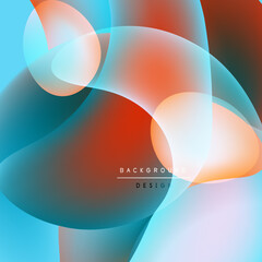 Abstract fluid shapes blend, creating vibrant color gradients. Soft curves overlap, forming dynamic visual texture. Background design elements present.