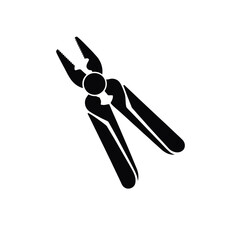 Black silhouette of pliers on a white background