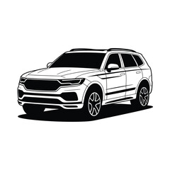 Fototapeta premium Sketch of a modern suv on a white background