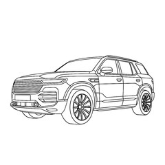 Sketch of a modern luxury suv vehicle on a white background