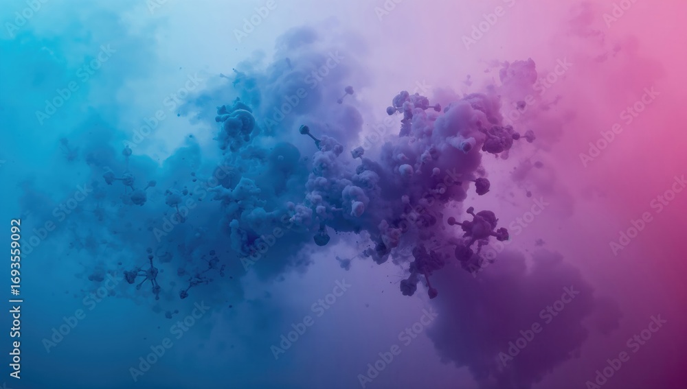 Poster abstract cloud formation with vibrant blue and pink hues creating a dynamic visual effect