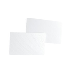 Plastic white blank sublimation business card for branding and print. Isolated on transparent background. Png and Jpeg image