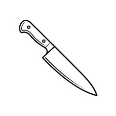 Simple line drawing of a kitchen knife on a white background
