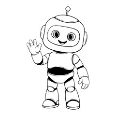 robot vector line art drawing illustration