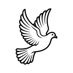 Line art illustration of a dove in flight