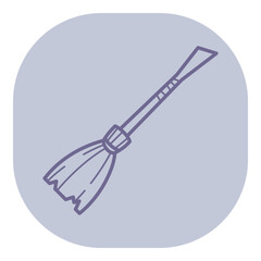 Simple and elegant line drawing of witch broomstick, perfect for Halloween festivities. Ideal for decoration, greetings, or party invitations during spooky season