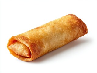 Crispy Golden Egg Roll Isolated on White Background