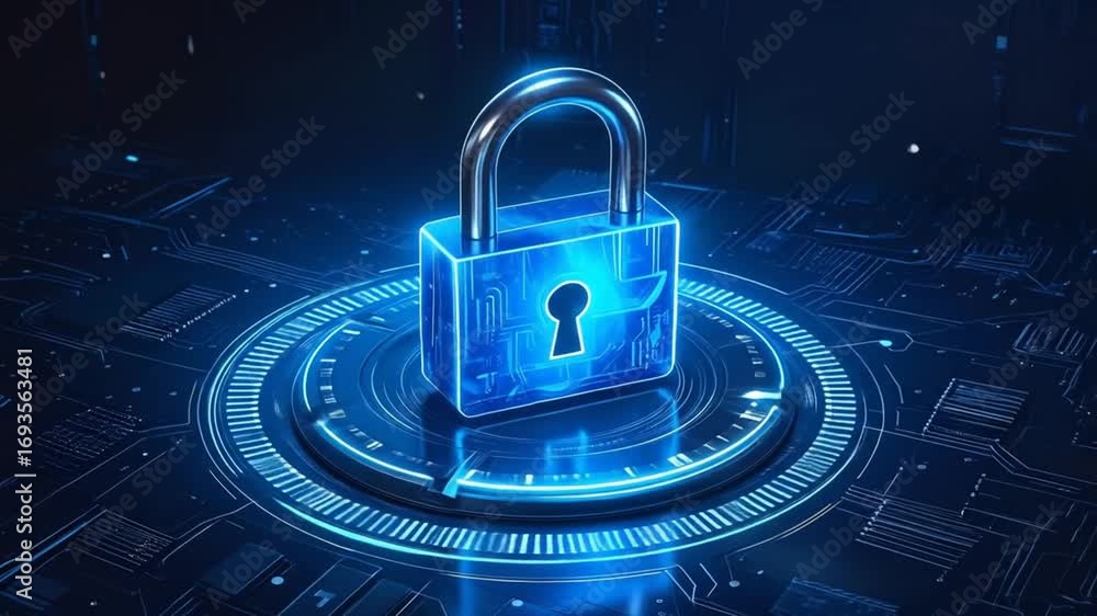 Aufkleber digital security and cyber protection conceptual representation using a lock