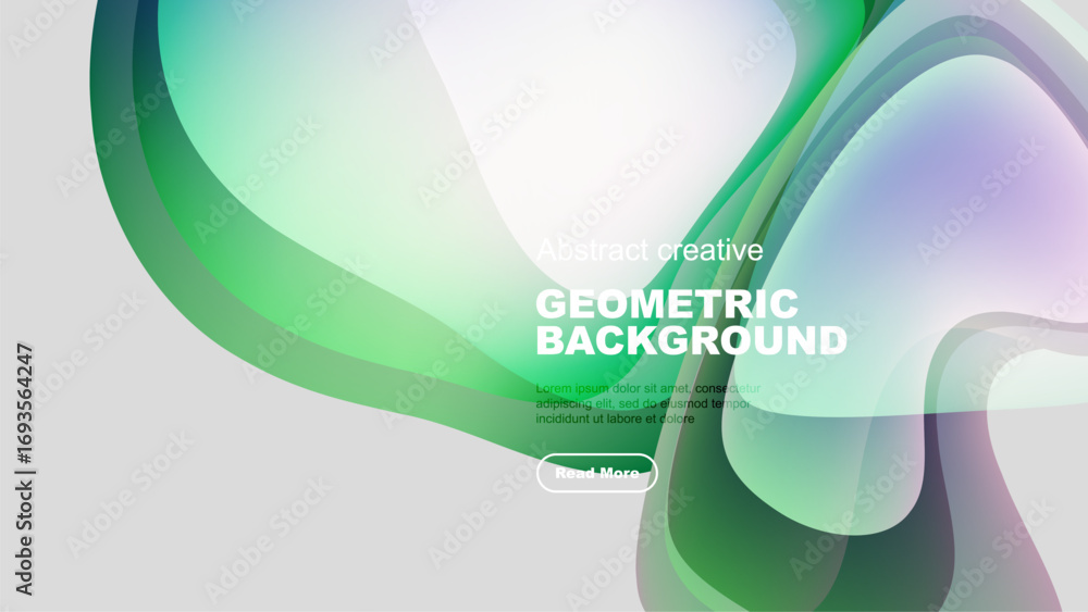 Poster dynamic abstract shapes blend, creating vibrant geometric background. modern design features flowing